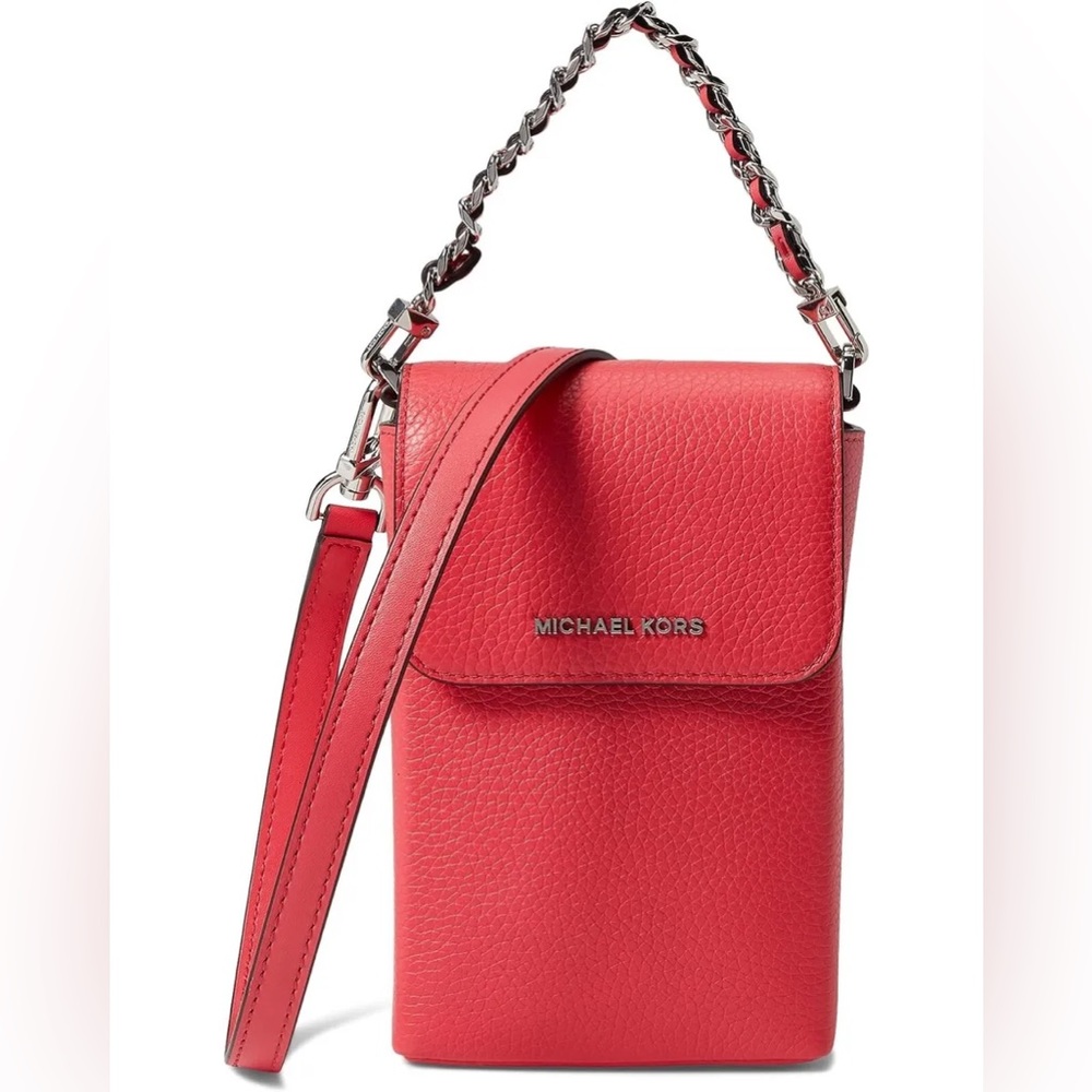 NEW MICHAEL KORS Jet Set SMALL NS PHONE CHAIN CROSSBODY SHOULDER Bag, Geranium - Picture 3 of 15